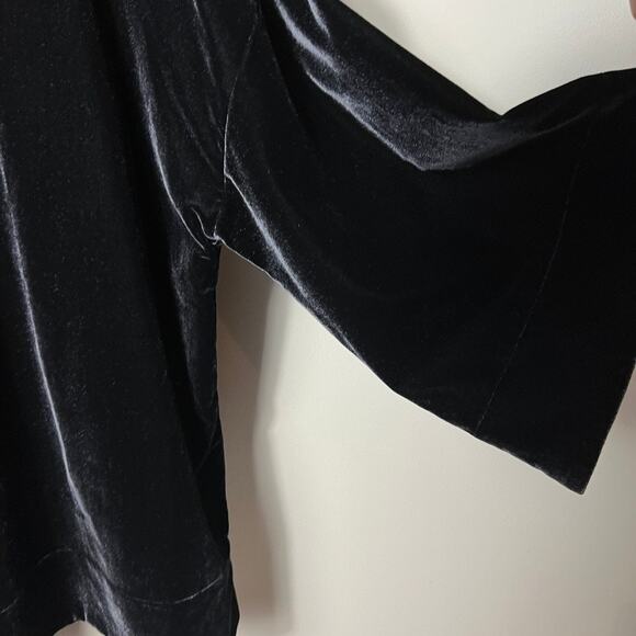 NWT Soft Surroundings Aria Velvet Tunic Black Wide 3/4 Sleeve Women Size Large - Picture 3 of 8